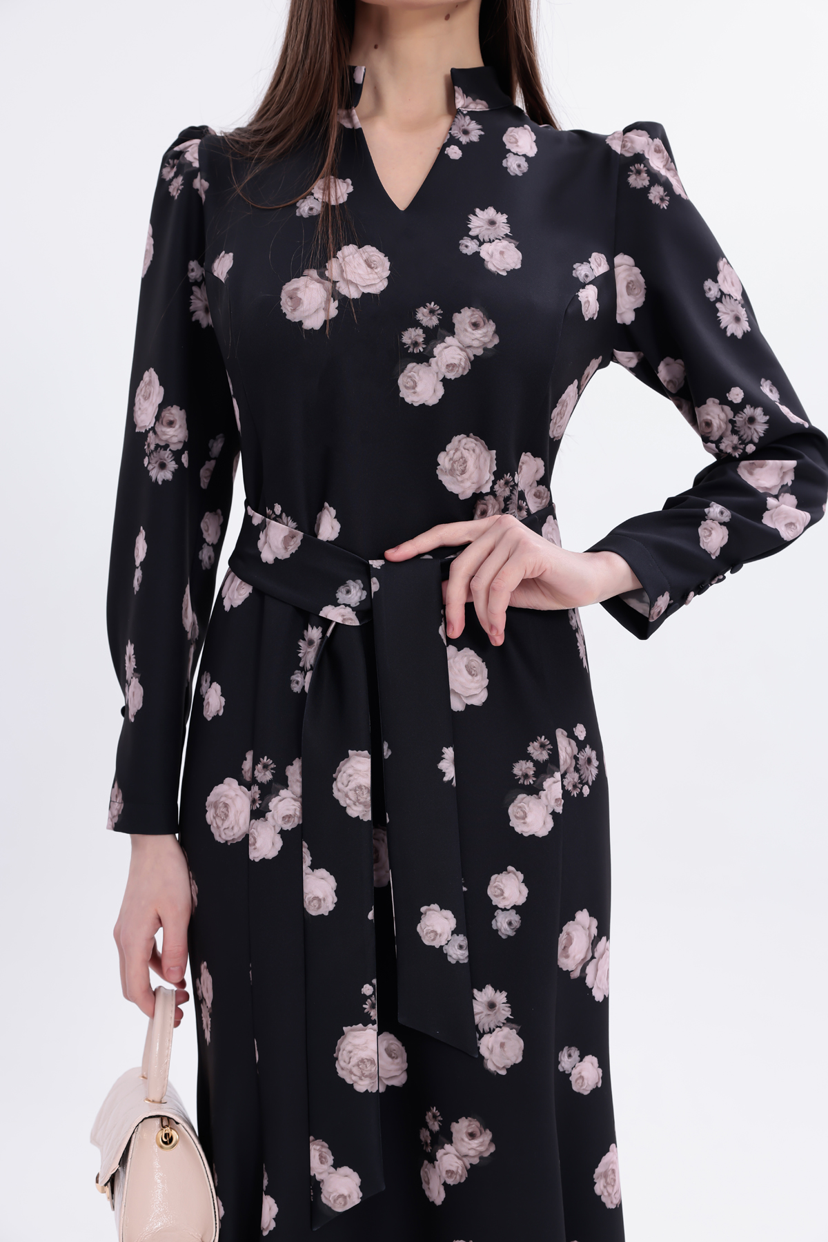 uzun dokuma kumaş elbise